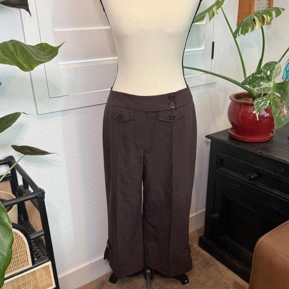 Y2K Office Siren Chocolate Brown Low Rise Wide Leg Capri Pants Size 6